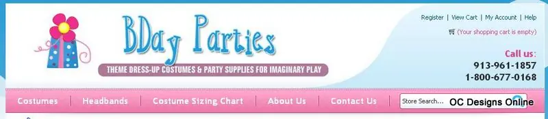 Party and Party Accessory Store Volusion Store Design