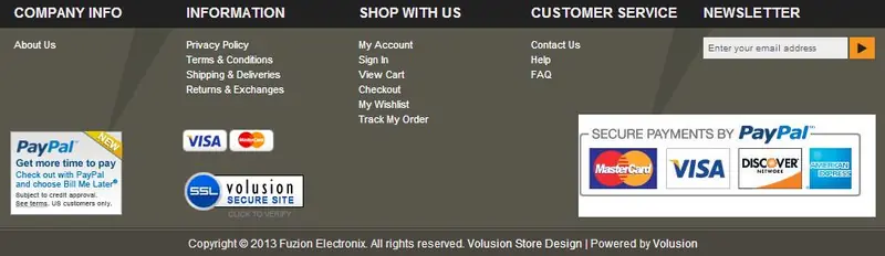 Inexpensive Volusion store designs