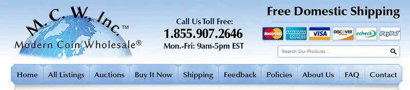 Custom eBay store design for coin retailers