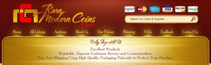 Custom eBay store design for coin retailers