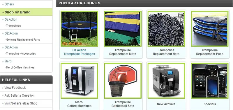eBay custom category page