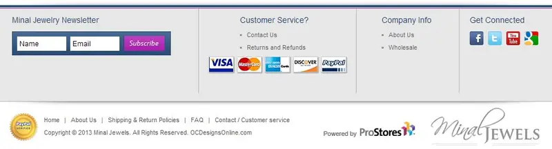 Custom ProStore Footer