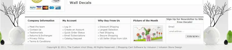 Custom Volusion Store Footer