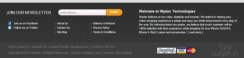 Custom Volusion Store Footer