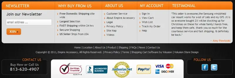 Custom Volusion Store Footer