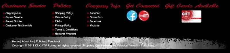 Custom Volusion Store Footer