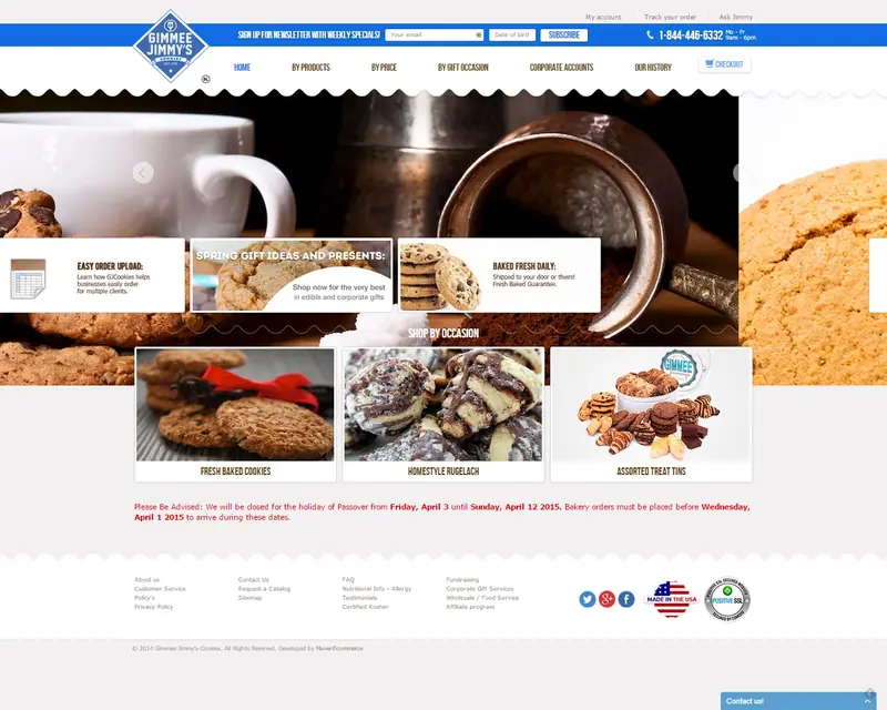 Our custom webstore for Gimmee Jimmy's Cookies
