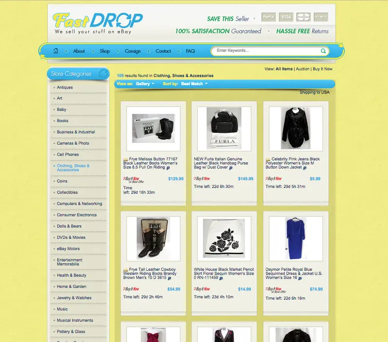 Custom category pages for eBay sellers from OCDesignsonline
