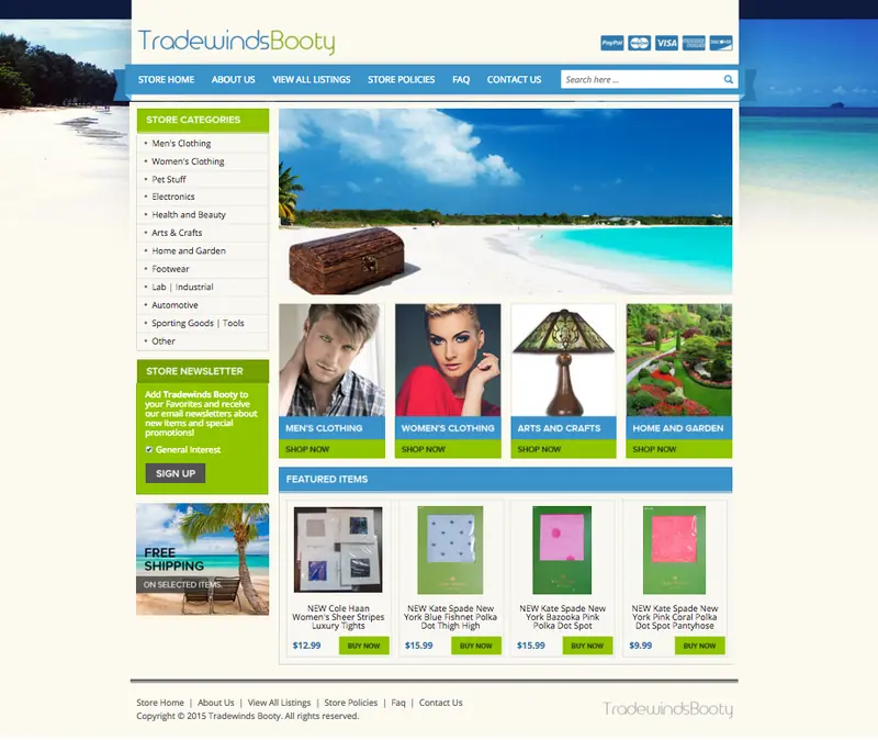Home business owner, Tradewinds Booty, sells more with a design from OCDesignsonline