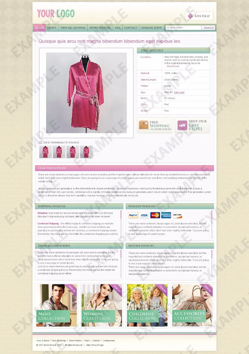 Bubblebridge listing template #1206 — premade eBay design preview