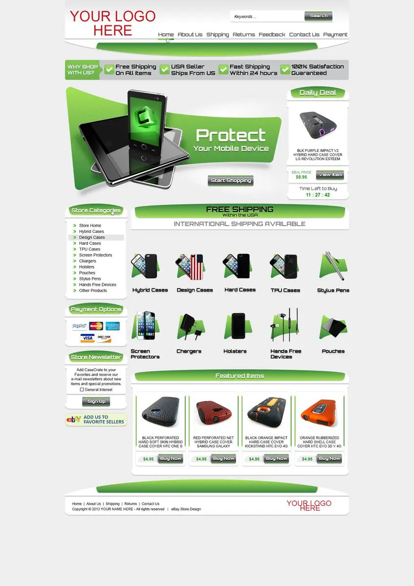 Roocero premade eBay store design #1411 for cell phones