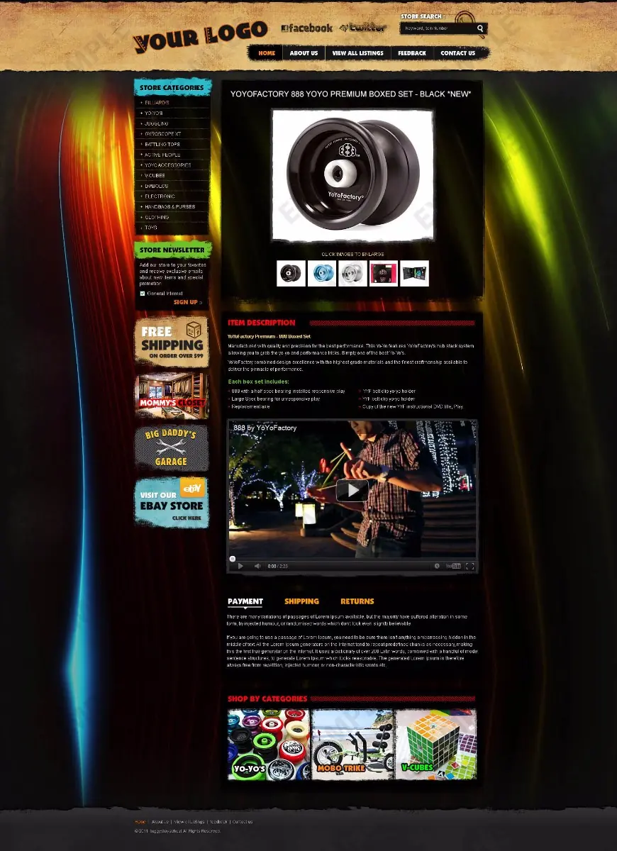 FlashXS listing template #1301 — premade eBay design preview