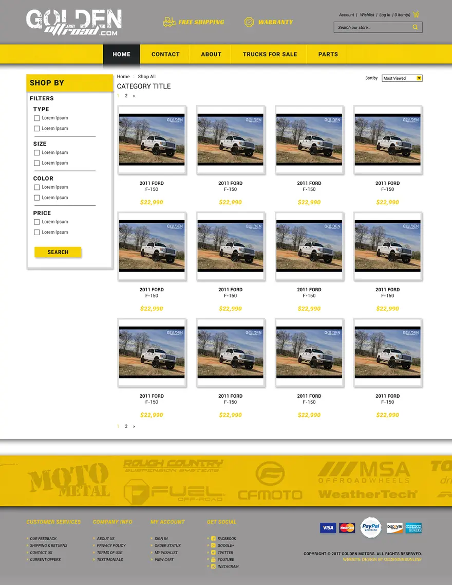 Online store design by OC Designs: Golden Offroad