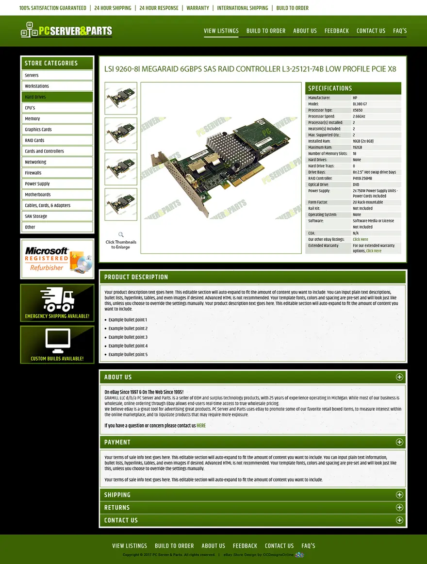 PC Server and Parts: eBay listing templates by OC Designs Online