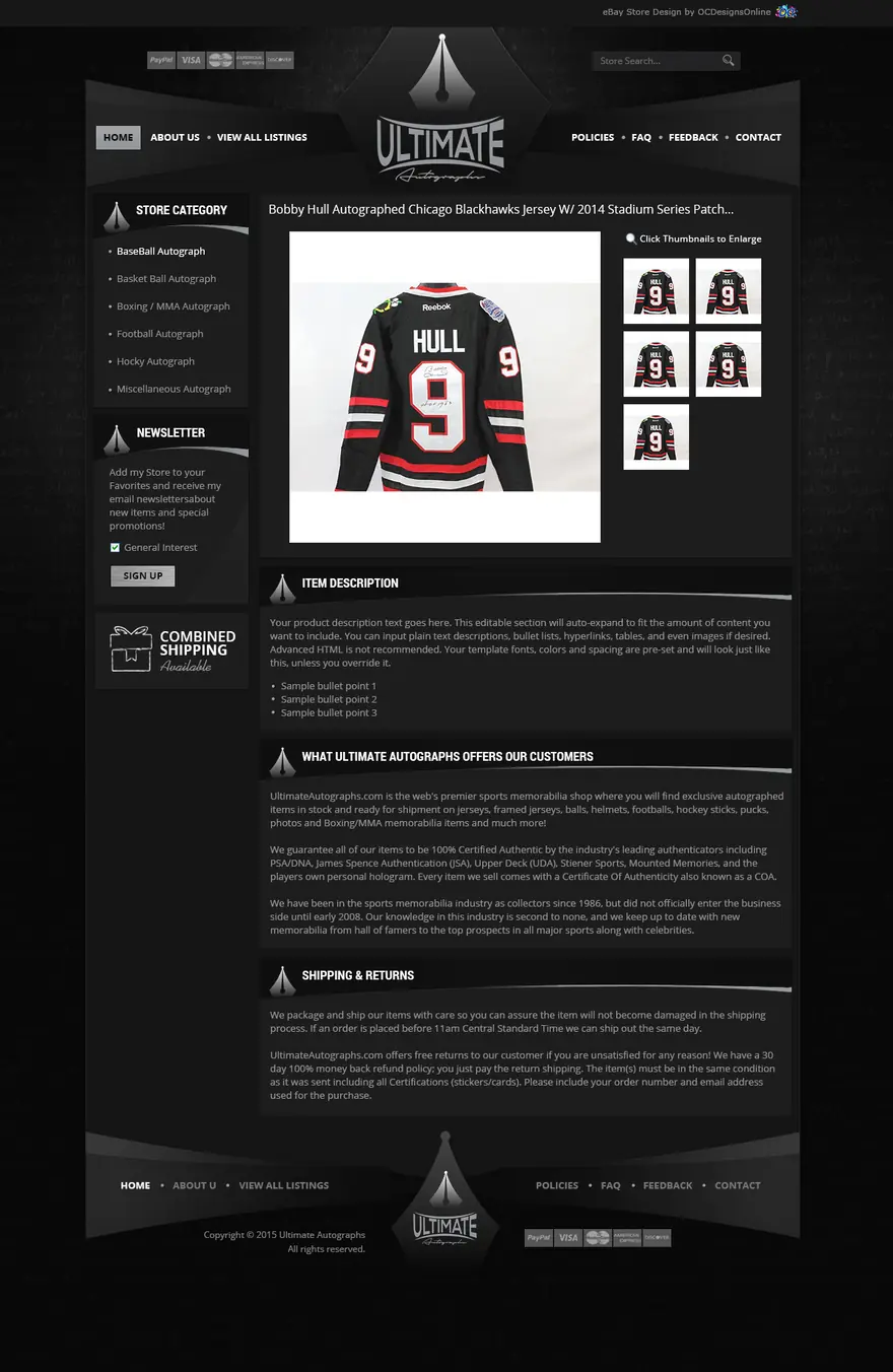 Ultimate Autographs: eBay listing templates by OC Designs Online