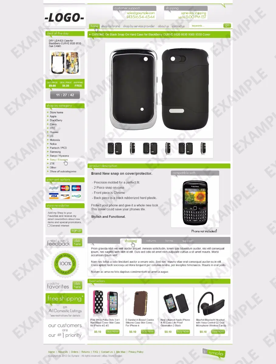 FiveXS listing template #1213 — premade eBay design preview
