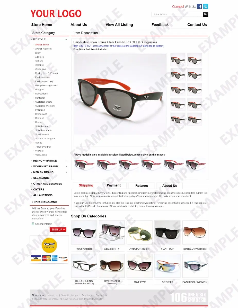 Ainix listing template #1253 — premade eBay design preview