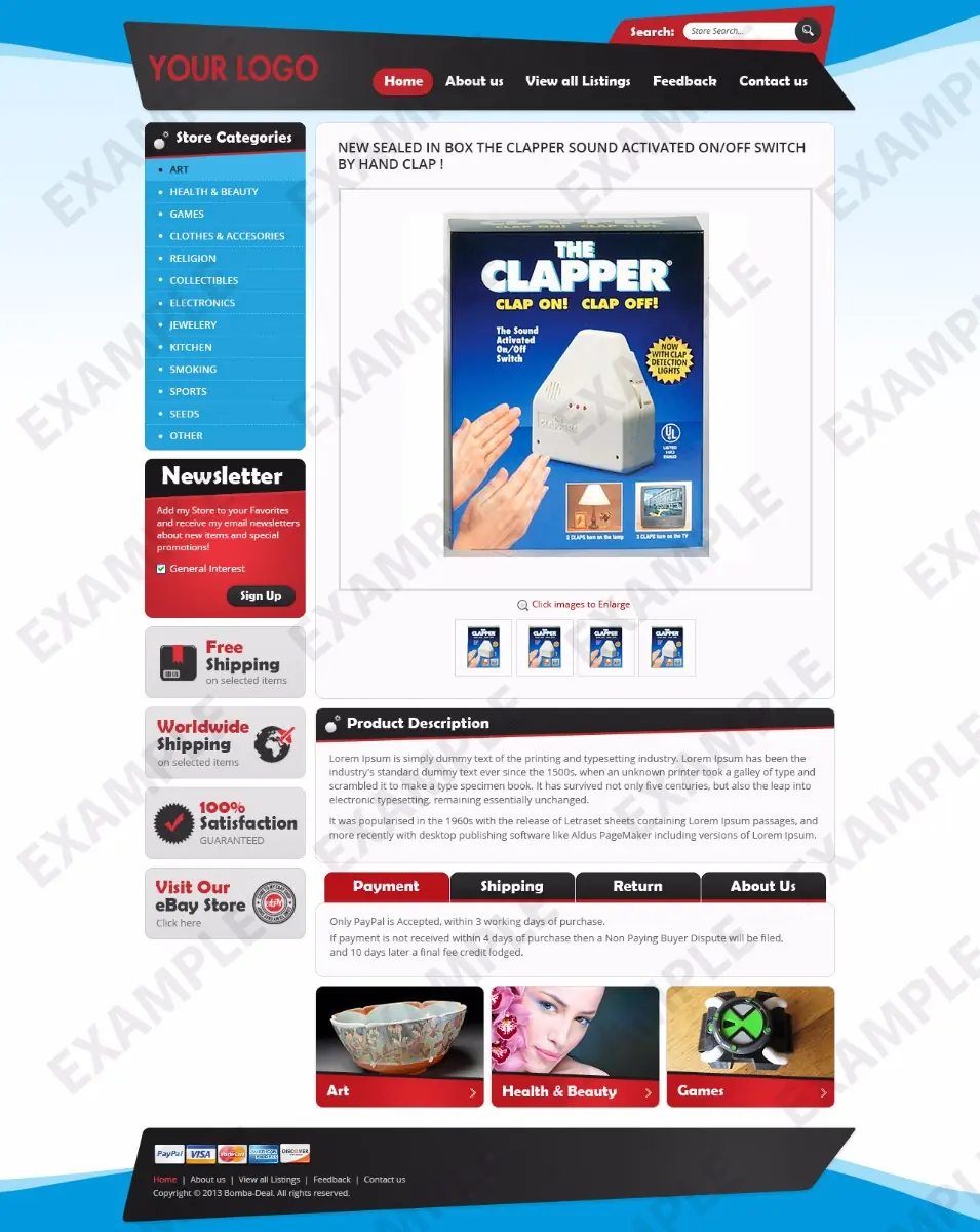 Ooba listing template #1252 — premade eBay design preview