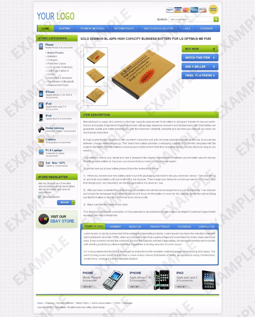 Zante premade eBay listing template #1260 for cell phones
