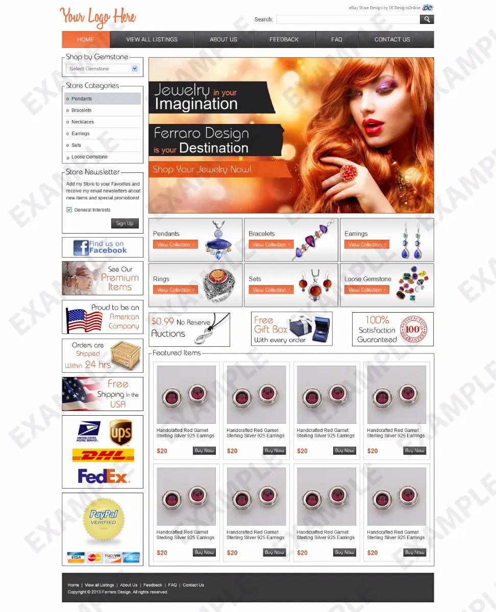 Brightbuzz premade eBay store design #1293 for jewelry & watches