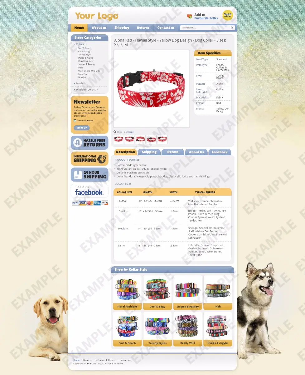 Meezu premade eBay listing template #1297 for pets